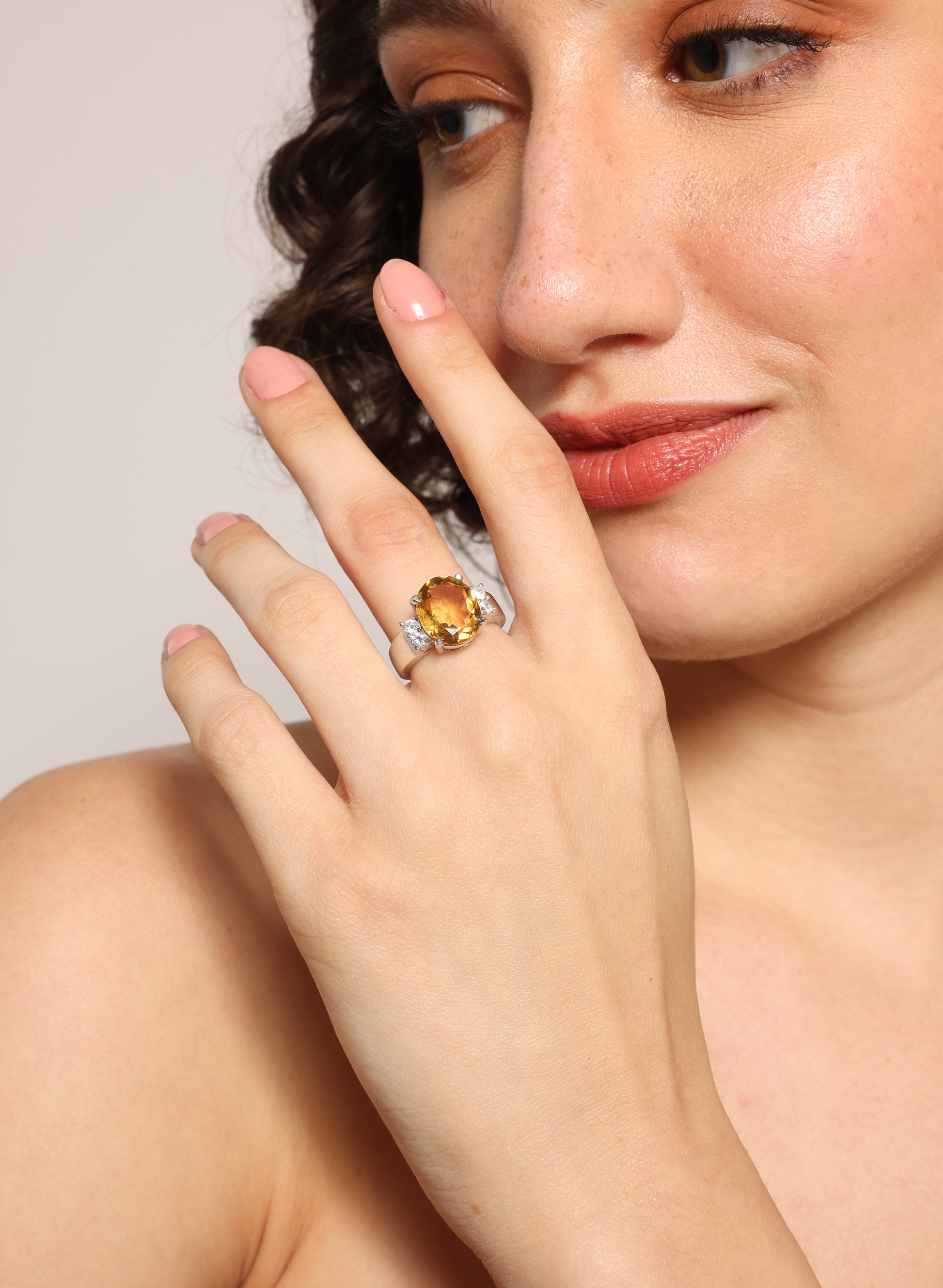 Citrine Zirconia Ring 4