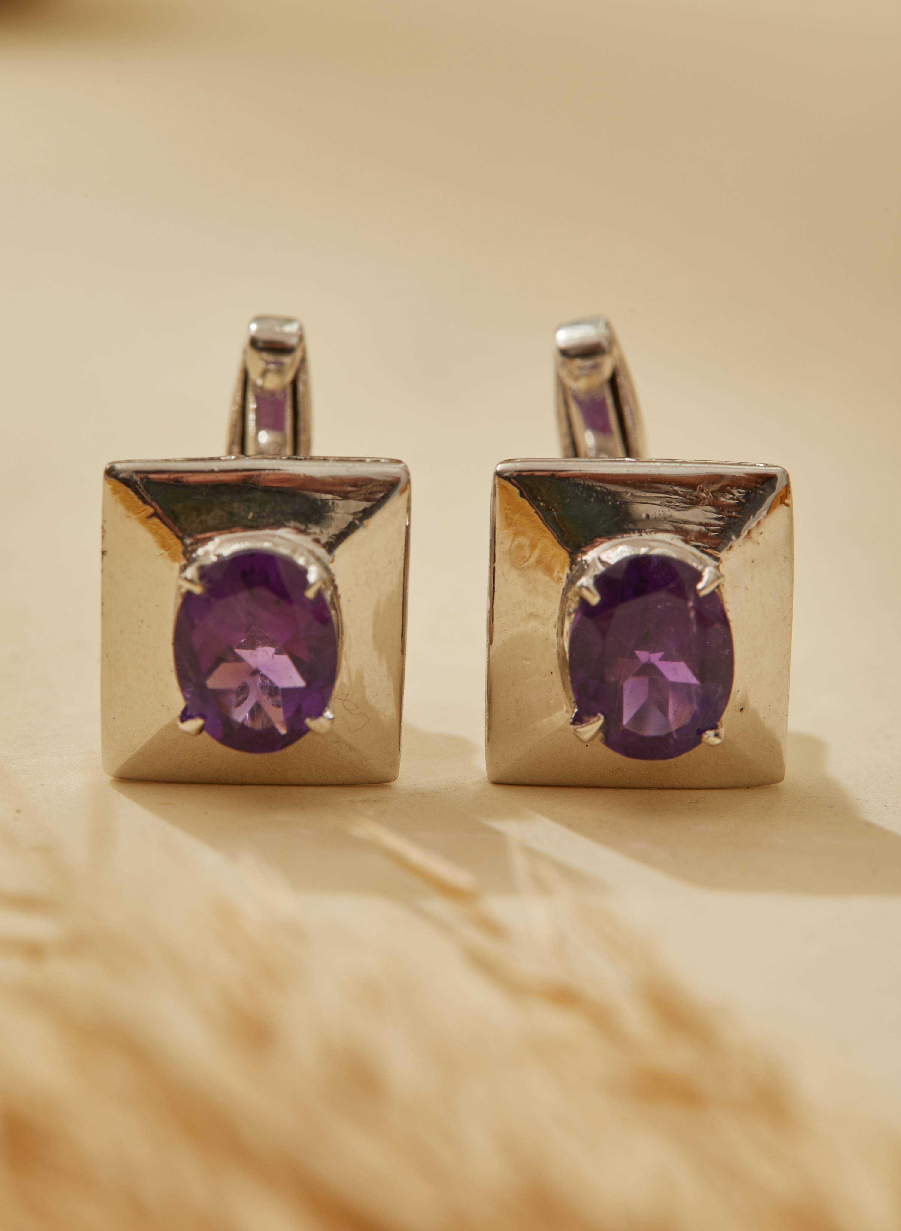 Amethyst Cufflinks Earrings 1