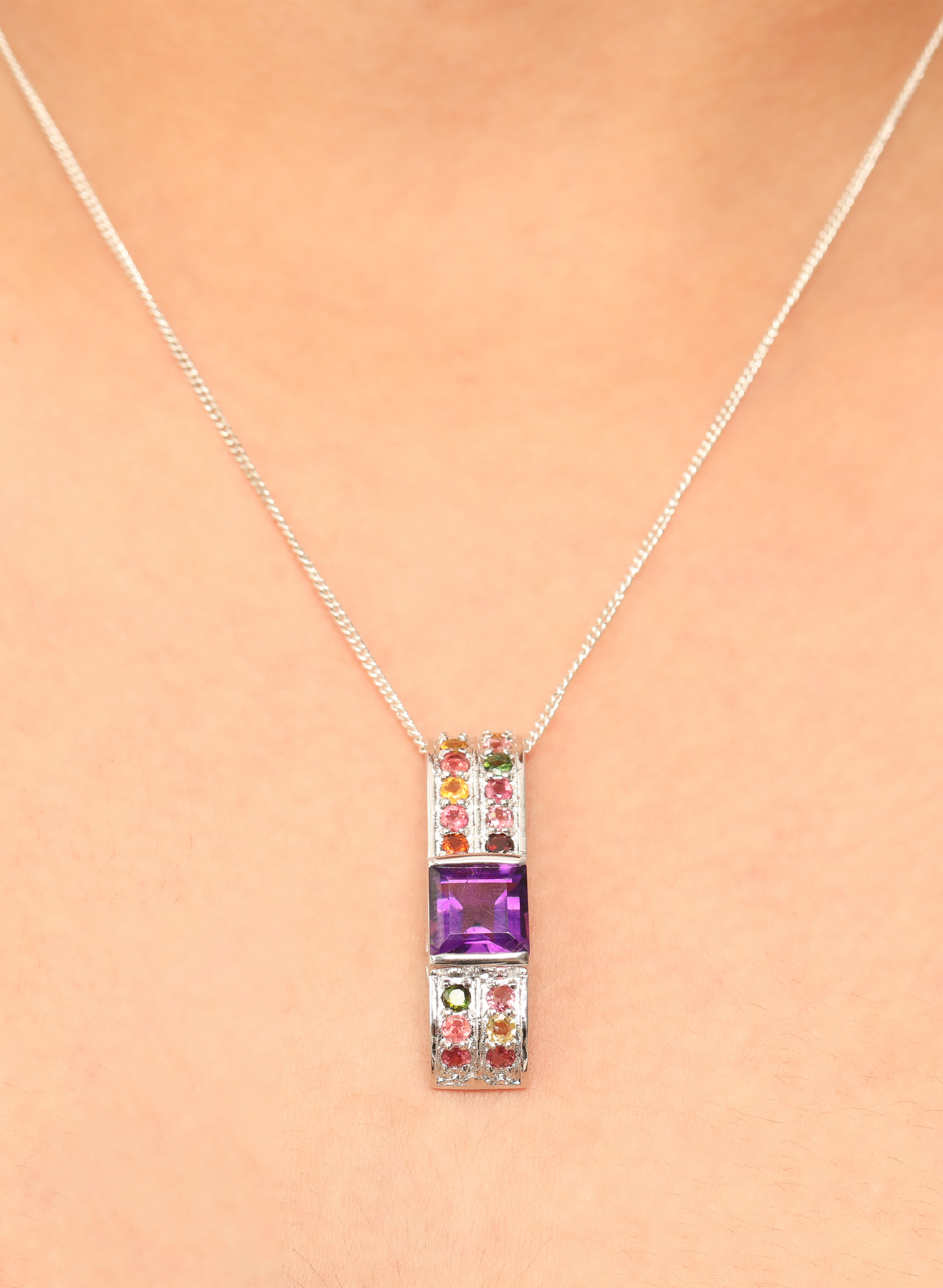 Amethyst Tourmaline Pendant for Women 1