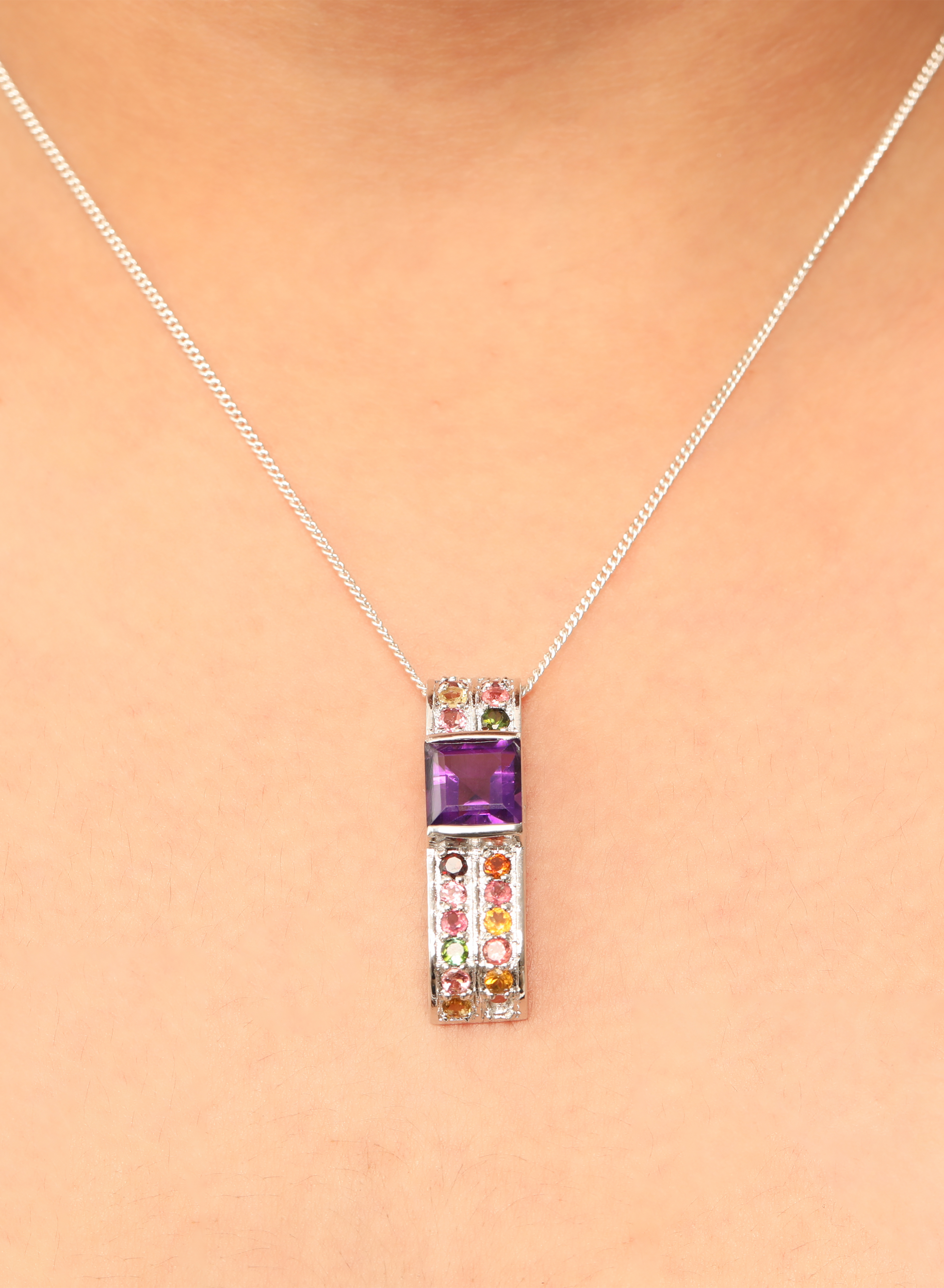 Amethyst Tourmaline Pendant for Women 3