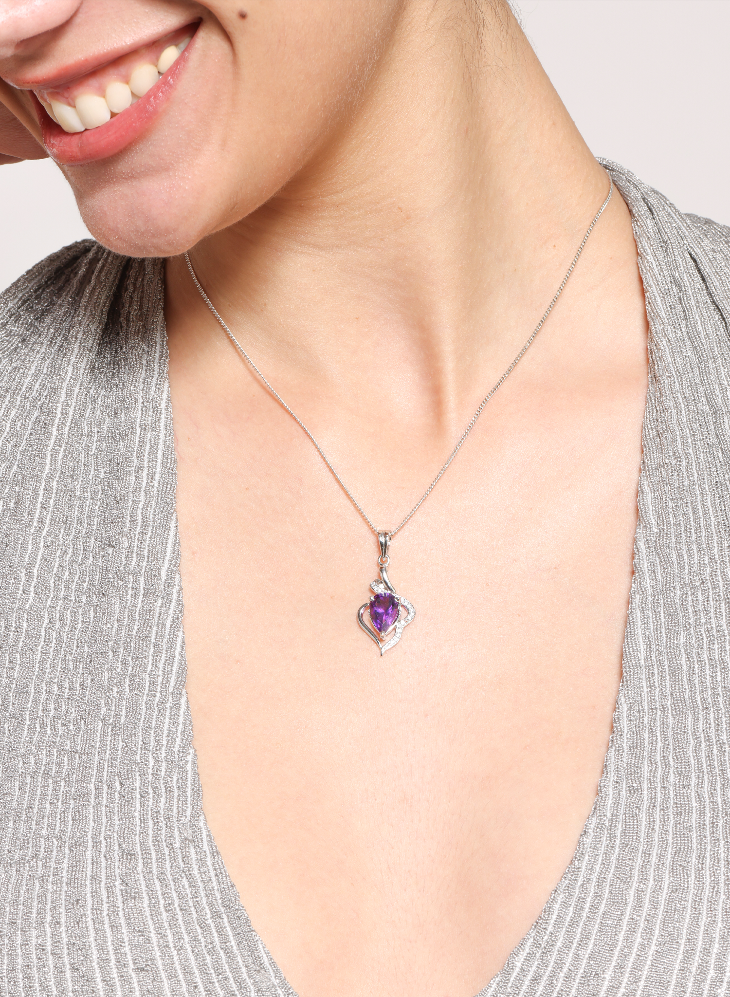 Amethyst Zirconia Pendant for Women 3
