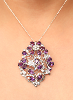 Amethyst Brooch Pendant for Women 1
