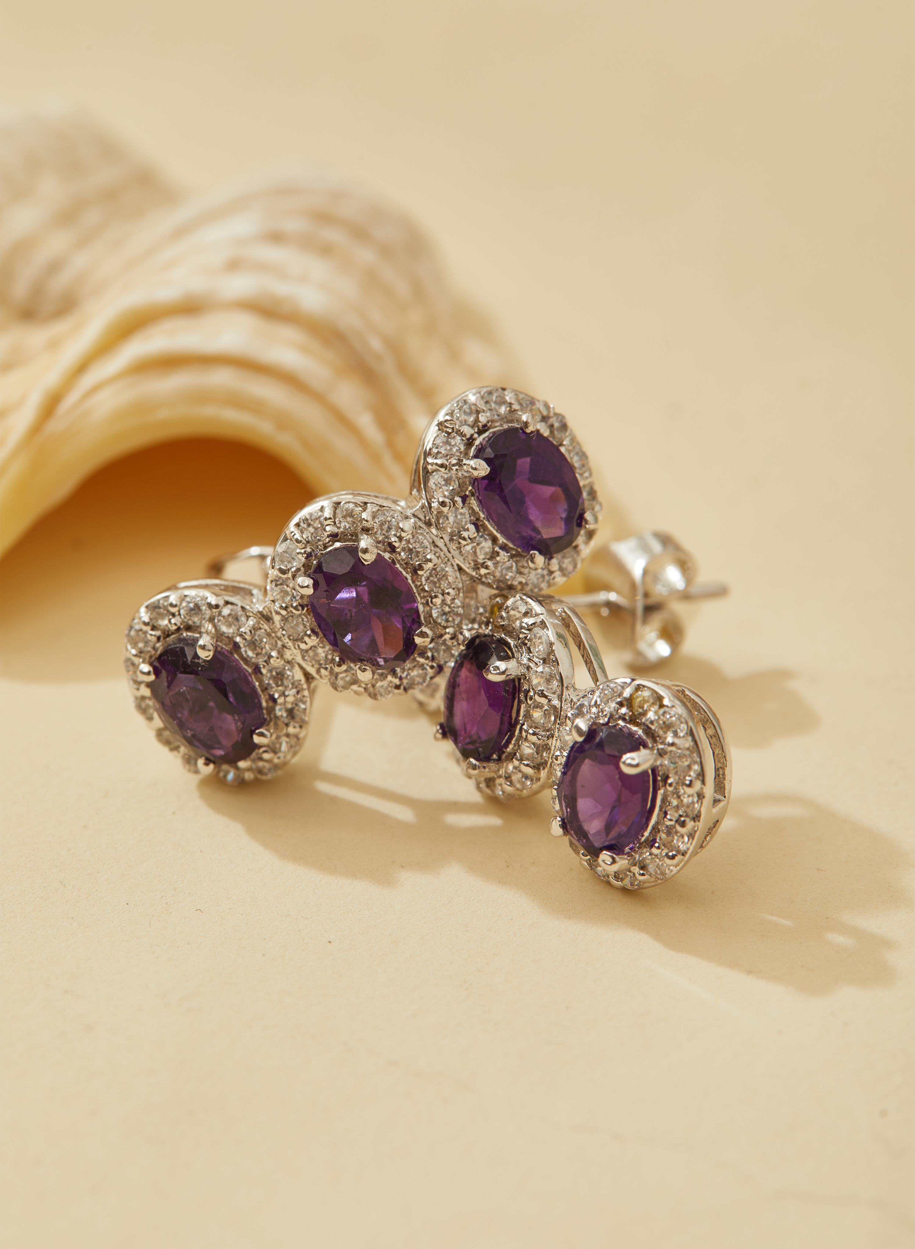Trio Amethyst Earrings for Women 1
