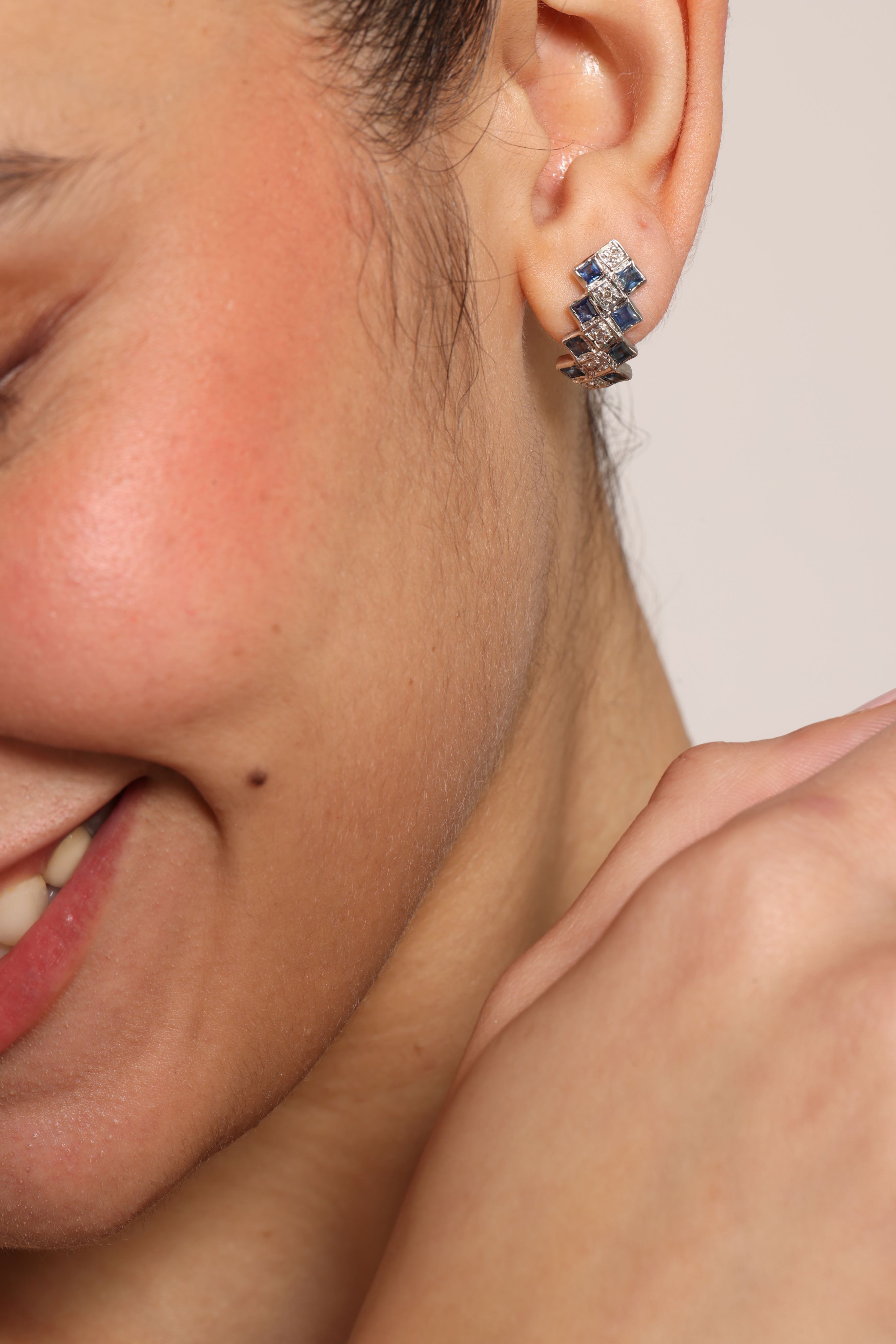 Sapphire Diamond Earrings for Women 3