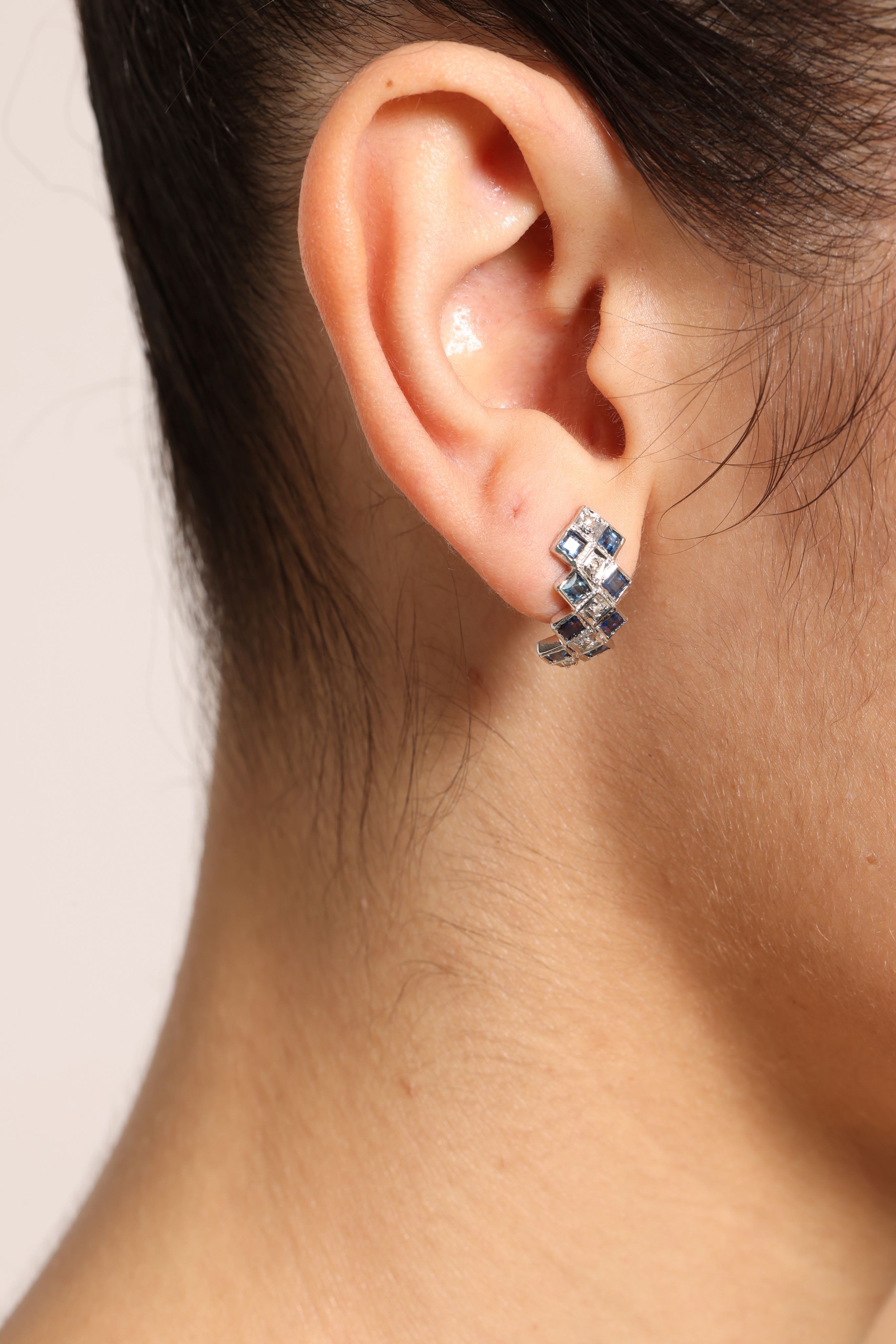 Sapphire Diamond Earrings for Women 4