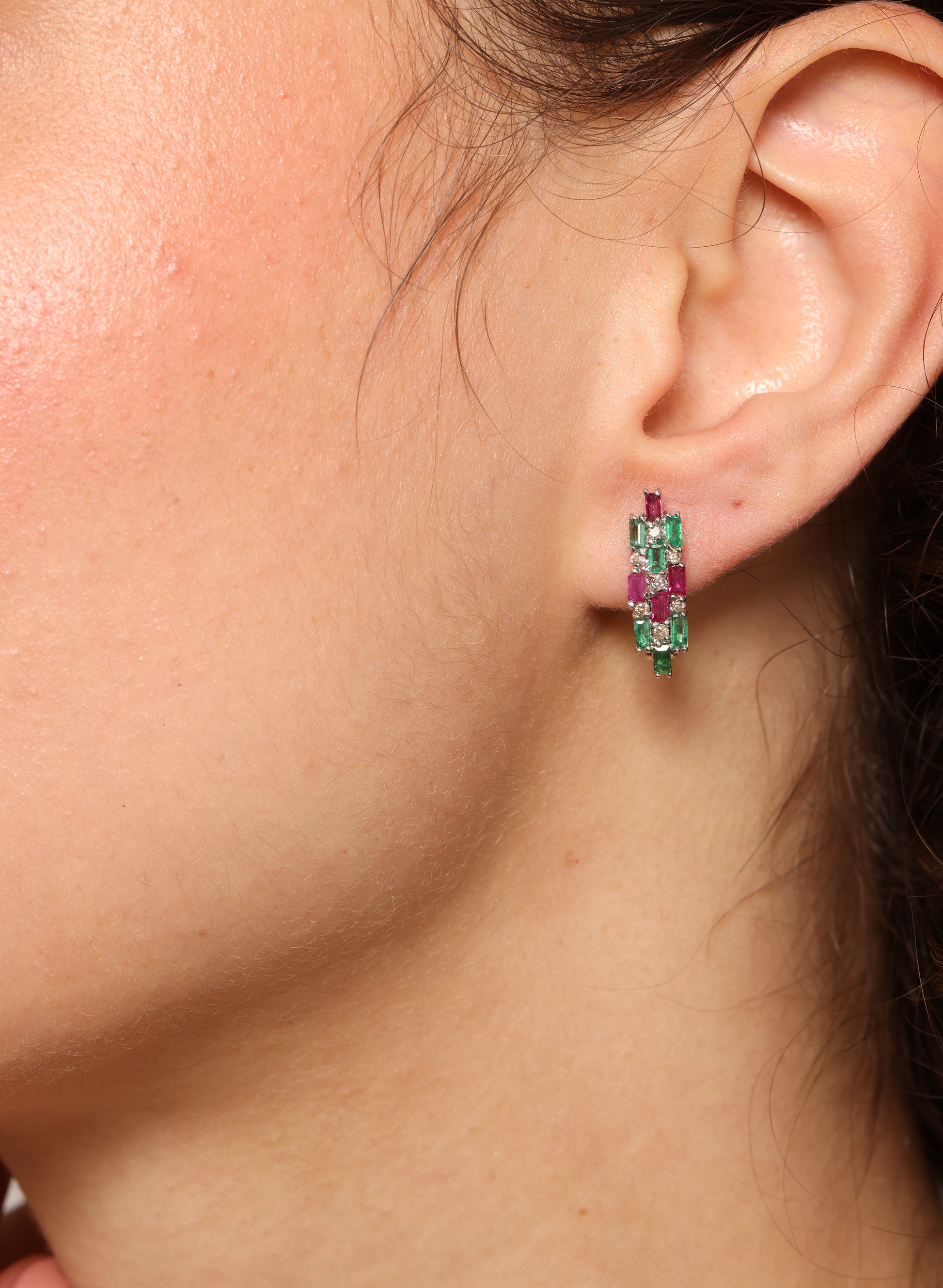 Ruby Emerald Intricate Earrings for Women 3