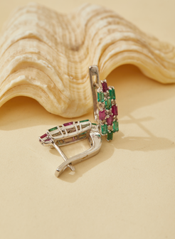 Ruby Emerald Intricate Earrings for Women 5