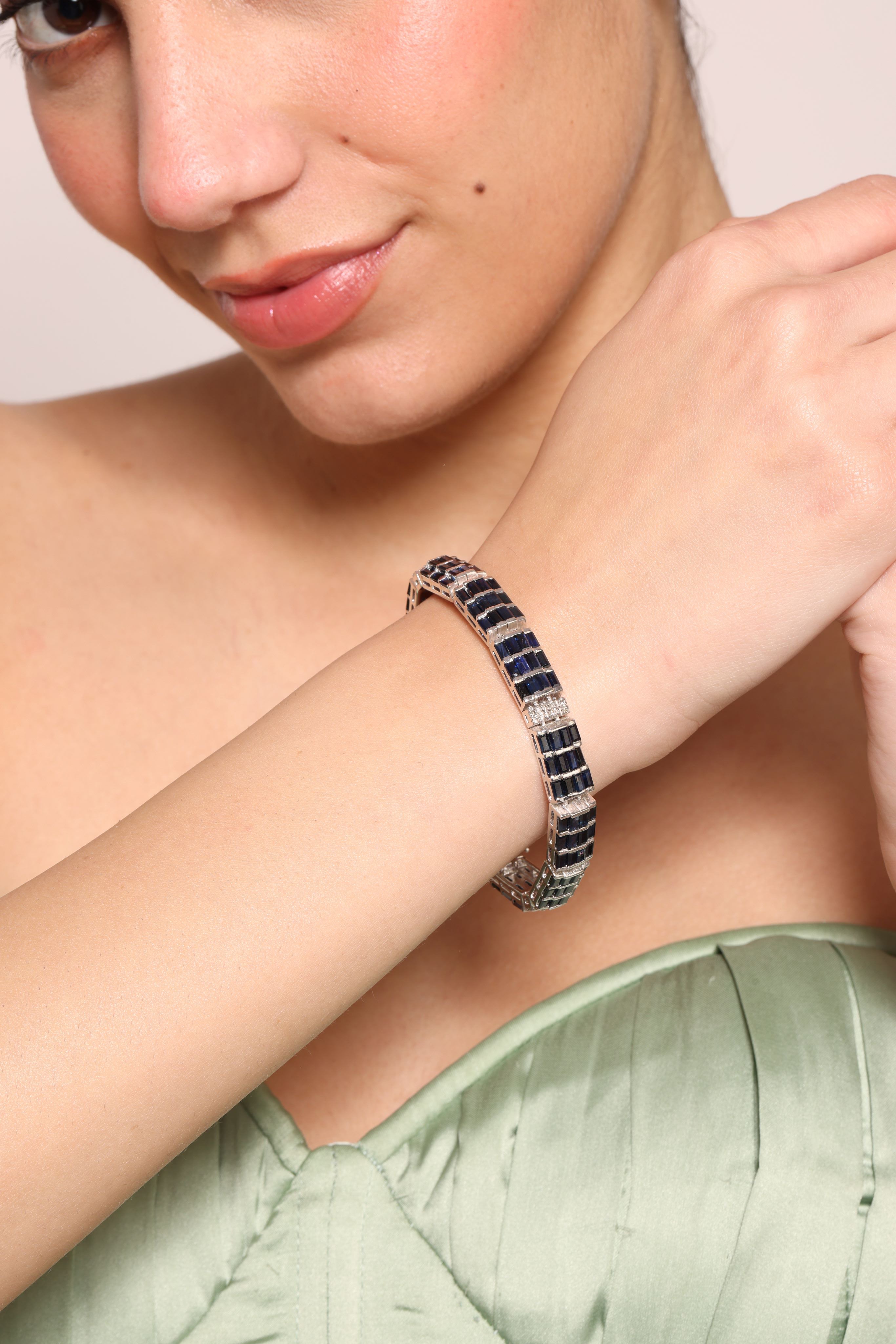 Carina Enthralling Bracelet with Natural sapphire and Mined diamonds - D'vin Jewels