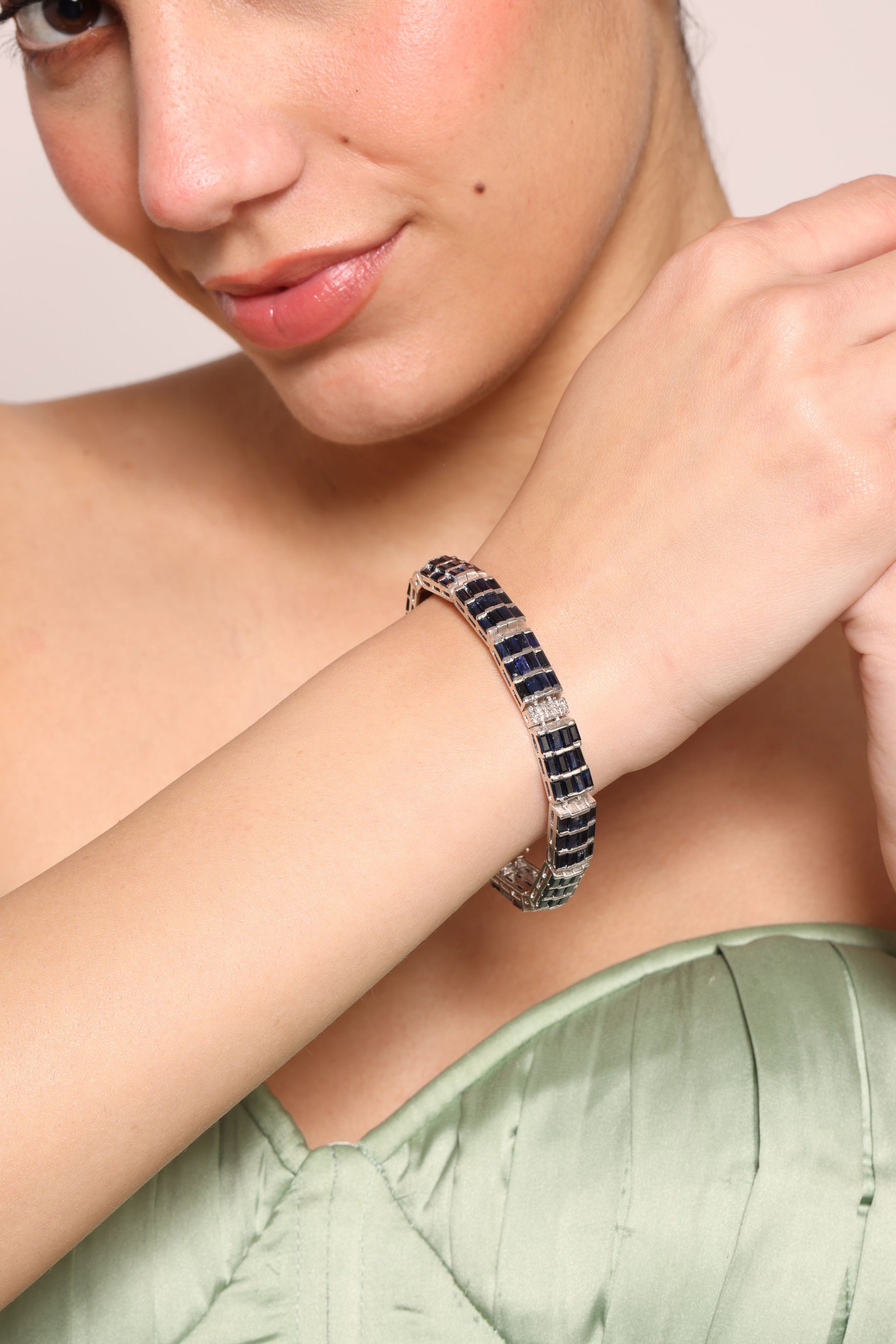 Carina Enthralling Bracelet with Natural sapphire and Mined diamonds - D'vin Jewels